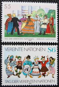 UN Vienna #74-75 MNH, 2 Singles, UN Day, SCV $1.65 L10