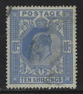 Great Britain 1902 10/ Edward VII Ultramarine Sc# 141 used