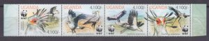 2012 Uganda 3000-3003strip WWF / Birds 16,00 €