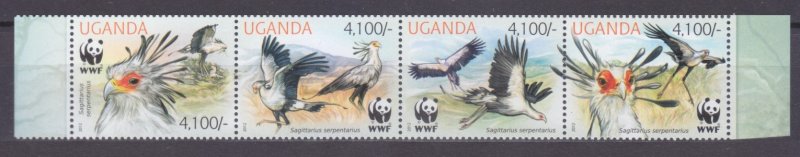 2012 Uganda 3000-3003strip WWF / Birds 16,00 €