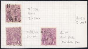 Australia 1918-23 SG 57 1d violet used group of flaws