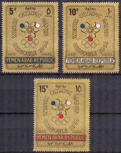 {Y002} Yemen 1968 Olympics Games Grenoble Gold set of 3 MNH** Mi.613/5 10,00 Eur