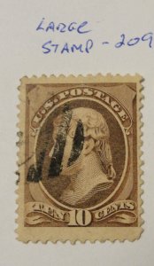 US Sc. #209 10c Jumbo Stamp – Used - HR