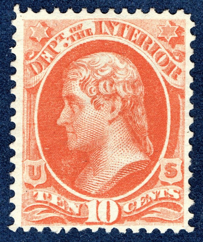 [st1644] USA 1873 Scott #O19 no gum 10¢ interior Official cv:$30