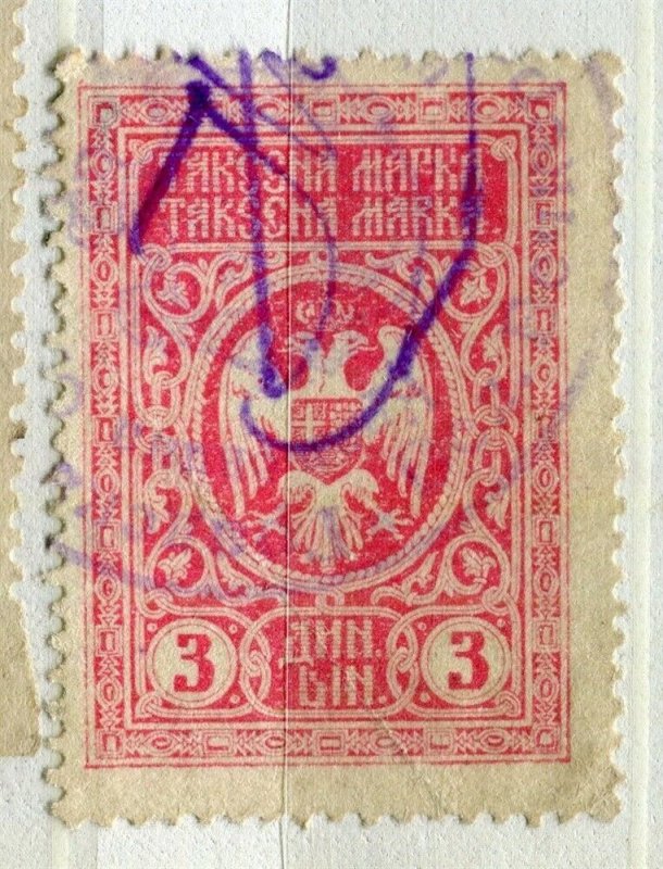 YUGOSLAVIA; Early 1900s classic Fiscal Revenue issue fine used 3d. value
