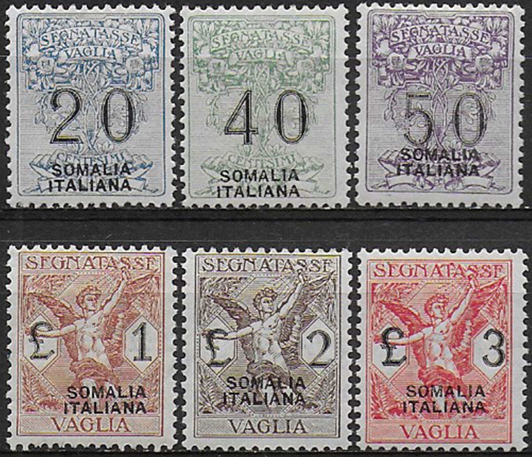 Italian Somaliland 1926 Segnatasse Vaglia Money Order Stamps Set 7-12 MNH