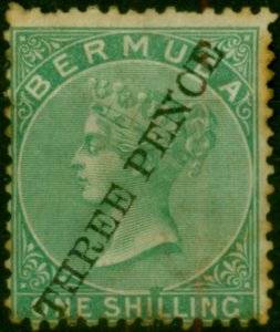 Bermuda 1874 3d on 1s Green SG14 Type 7 Ave MM