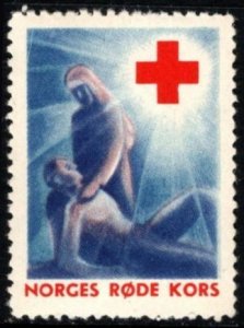 Vintage Norway Poster Stamp Norwegian Red Cross