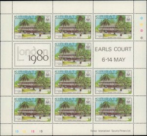 Kiribati #352-355, Complete Set(4), Sheets of 10, 1980, Stamp Show, Never Hinged