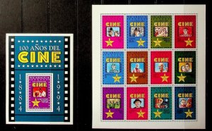 NICARAGUA Sc 2051-2 NH MINISHEET+S/S OF 1994 - MOVIES - (CT5)