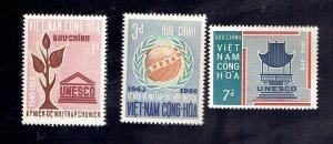 VIETNAM SOUTH SCOTT#298-300 1966 UNESCO SET - MH