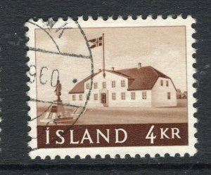 ICELAND; 1958 early Govt. Buildings issue used hinged 4K. value