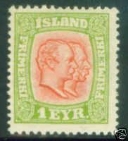Iceland Scott 99 MH* 1915 mint stamp CV $8 nicely centere...