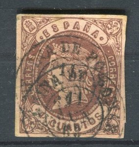 SPAIN; 1862 classic Isabella Imperf issue fine used Shade of 4c. + Postmark