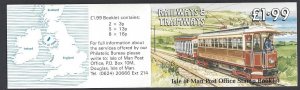 Isle of Man #355c MNH booklet, Railways & tramways, issued 1988