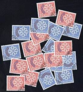 Switzerland Stamps # 376-7 Used XF Lot Of 10 Sets Scott Value $130.00