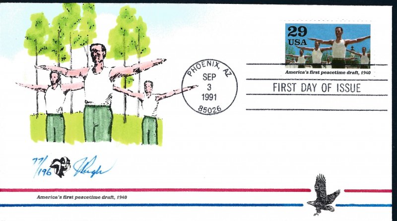 Beautiful Pugh Designed and Painted WWII Peacetime Draf FDC -only 196 created...