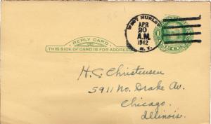 United States York West Hurley 1942 non standard 4-bar  Postal card  Philatelic.