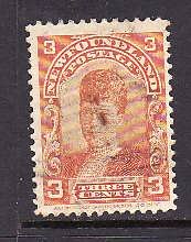 Newfoundland - Sc#83-used 3c Queen Alexandria,orange-id#10-1897-1901-