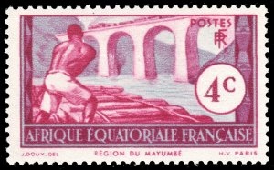 French Equatorial Africa #36  MNH - Logging on the Loeme River (1937)