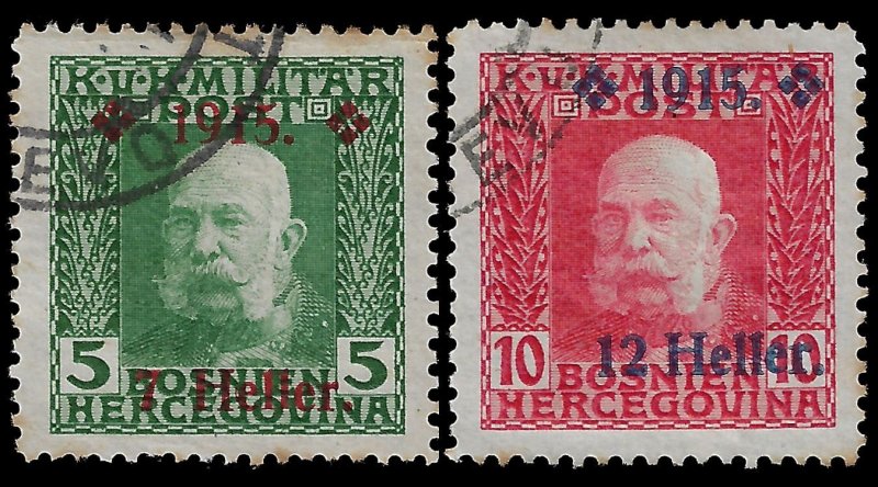 Bosnia & Hrzegovina 1915 Sc B5-6 U vf toning