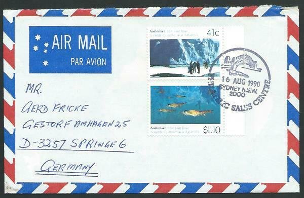 AUSTRALIA 1990 cover to Germany - nice franking - Sydney pictorial pmk.....12801