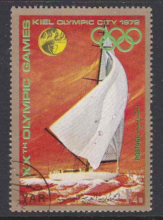 Yemen #297d (Gold border) F-VF used (CTO) Munich Olympic Sailing Yachts