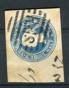 INDIA; 1890s 1/2a. classic QV Postal Stationary fine used PIECE,