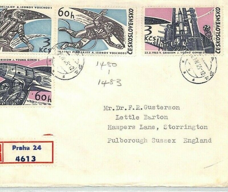 Czechoslovakia Cover SPACE ACHIEVEMENTS Set{4} Air Mail 1965 {samwells}BU114