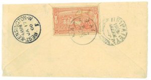 P3378 - GREECE, 1899, PART OF COVER, KALAMAI (CORFU) TO WEST KENSINGTON (U.S.)-