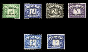 Southern Rhodesia #J1-6 Cat$18.75, 1951 Postage Dues, complete set, never hinged