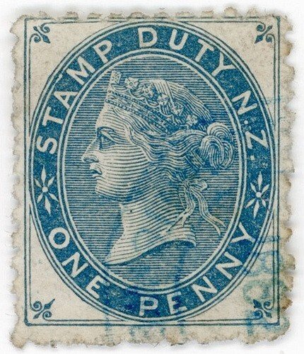 (I.B) New Zealand Revenue : Stamp Duty 1d (1878)