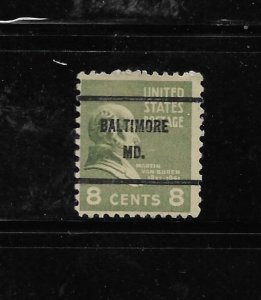 US Bureau Precancels: MD: Baltimore; #813-61; 8¢ 1938 Prexy; PSS CV $3