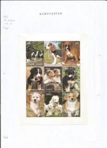 KYRGYZSTAN - 1998 - Dogs - Perf 9v Sheet - Mint Lightly Hinged - Private Issue