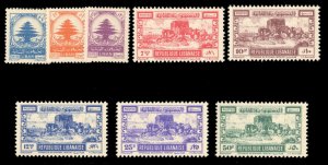 Lebanon #227A-233 Cat$116, 1949 Cedar, complete set, hinged