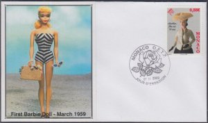 MONACO Sc #2534.1 FDC 50th ANN BARBIEL DOLL, INVENTED by RUTH HANDLER