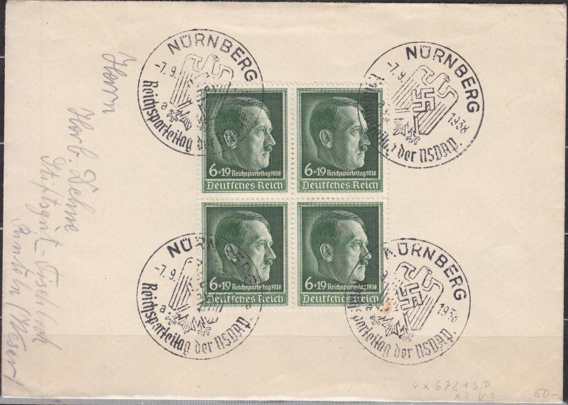 Germany - 7.9.1938 Reichsparteitag as MeF on cover to Puntuln (2625)   