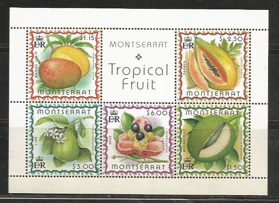 Montserrat MNH sc# 988a M/S Fruit  CV $15.00