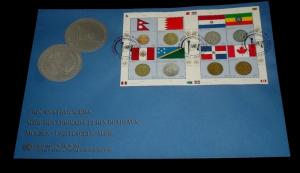 U.N. 2012, FLAG & COIN SHEET/8 ON OVER SIZED COVER,ALL 3 OFFICES FDC NICE! LQQK!