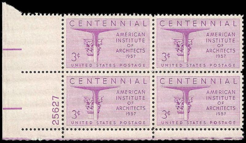 # 1089 MINT NEVER HINGED Plate Block ARCHITECTS     XF+