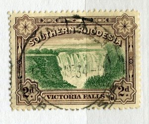 RHODESIA; 1932 early Victoria Falls issue 2d. fine used POSTMARK Umtali