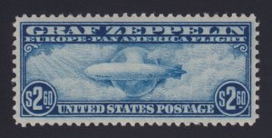 US Airmail Stamp Scott #C15 Graf Zeppelin MLH **XF Centering** Nice! 