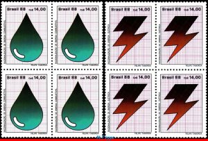 2128-29 BRAZIL 1988 ENERGY RESOURCES, ELECTRICITY, FUEL, MI# 2245-46, BLOCKS MNH
