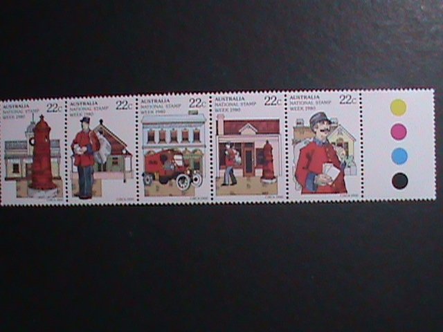 ​AUSTRALIA-1980-SC# 755b NATIONAL STAMP WEEK STRIP -MNH-VERY FINE