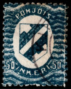 ✔️ FINLAND NORTH INGERMANLAND OCCUPATION OF RUSSIA 1920 SC. 4 USED