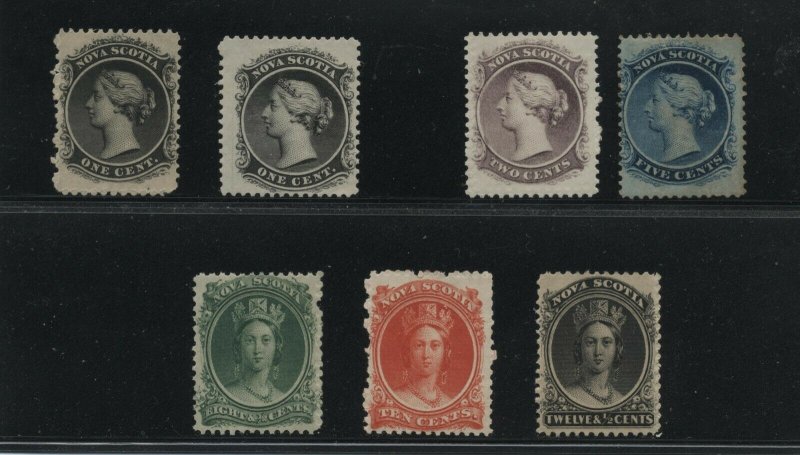 Nova Scotia Mint 1860-63 Q. Victoria #8, 8a, 9, 10, 11, 12, 13 (see description)