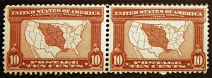 #327 10c Red Brown 1904 XF MLH Center Line Horiz OG Pair CV $350