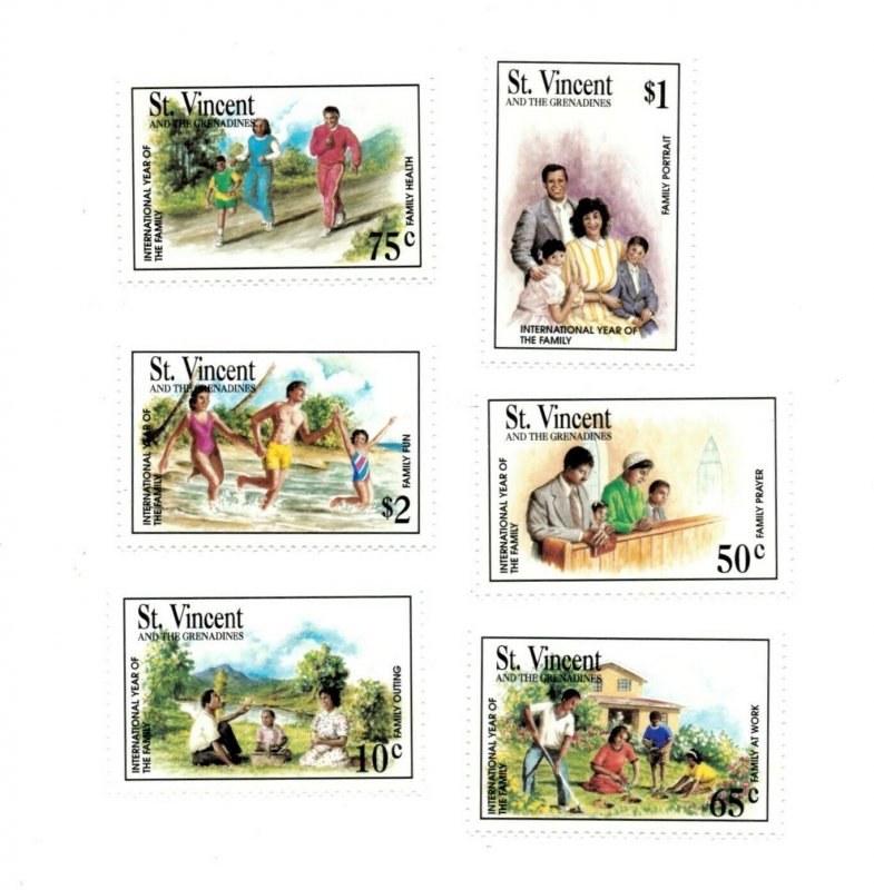 St. Vincent 1994 SC# 2001-6 Year of Family, Activities - Set of 6 Stamps - MNH