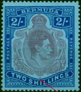 Bermuda 1950 2s Dull Purple & Blue Pale Blue SG116e P.13 'Frame Flaw #45 Thir...