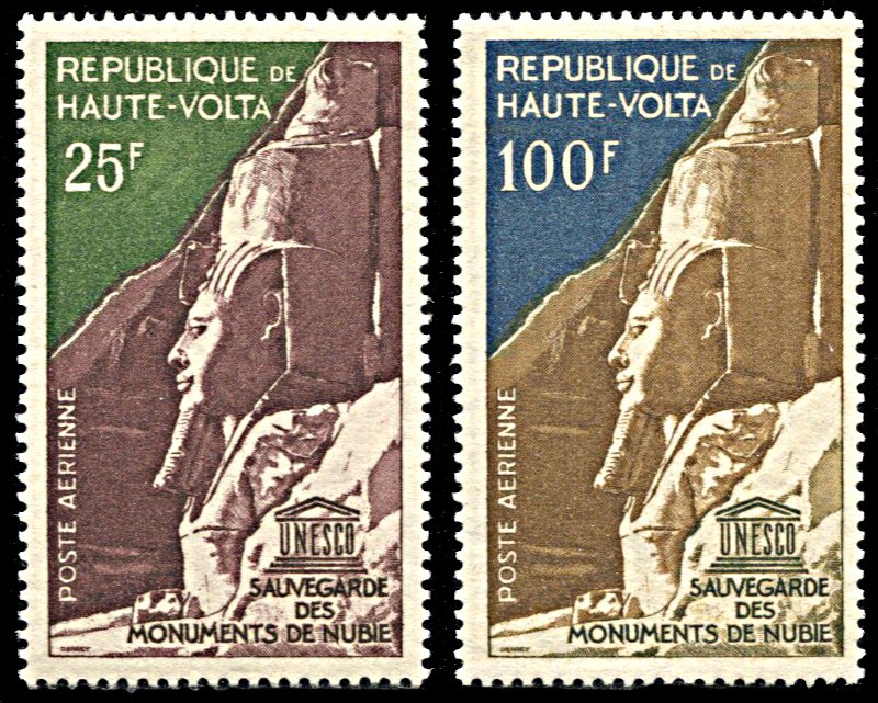 Upper Volta C12-C13, MNH, UNESCO Campaign to Save Nubian Monuments